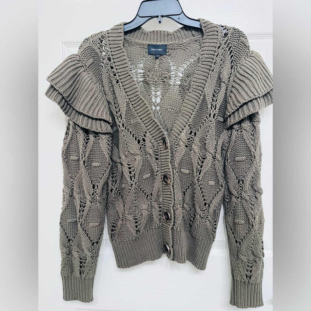 DRIFTWOOD Olive Color  Knit Cardigan ,size S